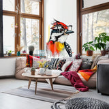 Downy Woodpecker in Glasses Watercolor Art Sticker Decals - Unique Room Decor for Nature Lovers