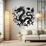 Intricate Chinese Dragon Wall Decal Sticker - Asian Mythical Creature Decor