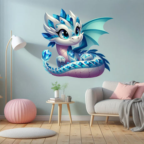 Cute Baby Dragon Wall Decal - Colorful Fantasy Creature Sticker