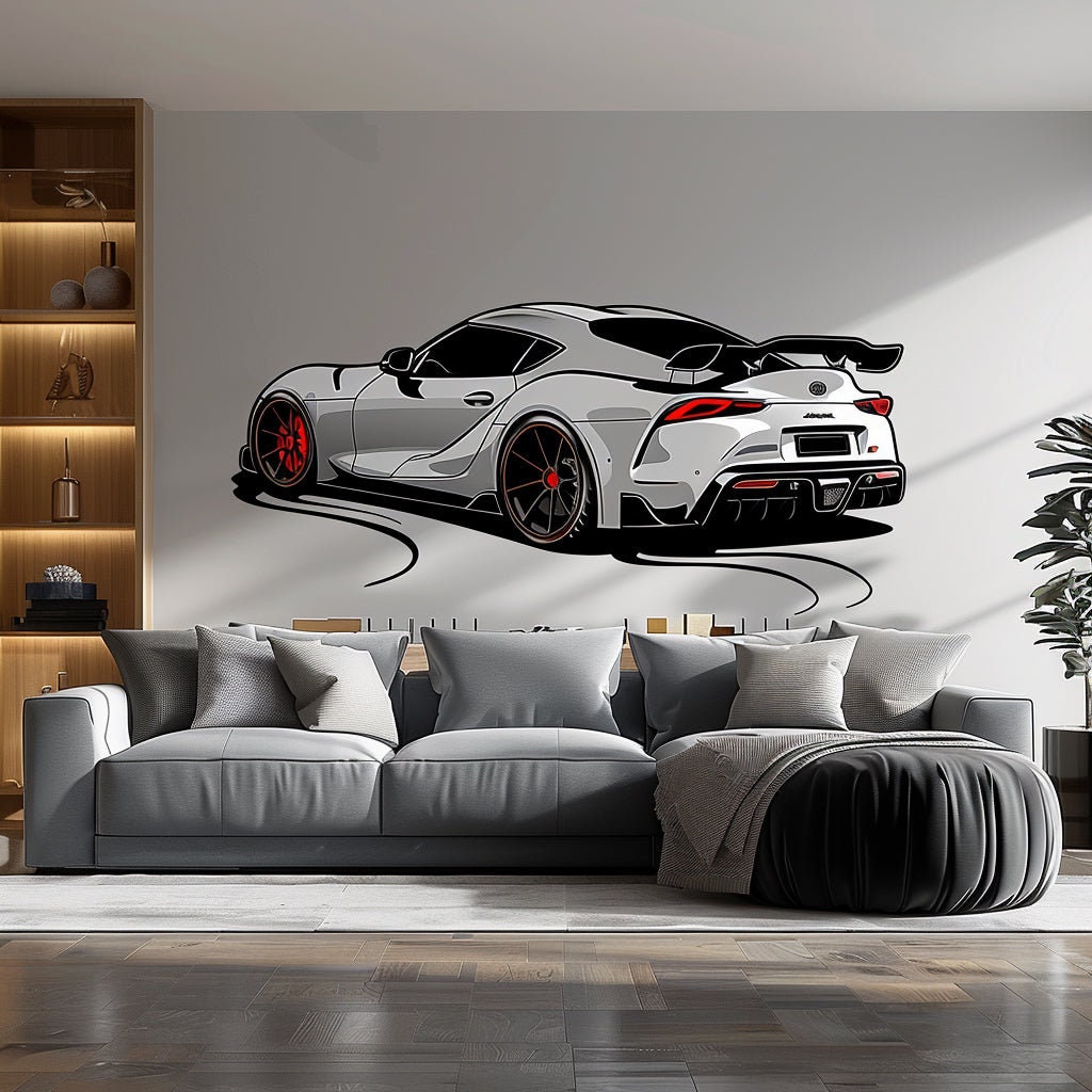 Realistic Racing Car Wall Sticker Decals - Sports Car Auto Decor Garage Mural