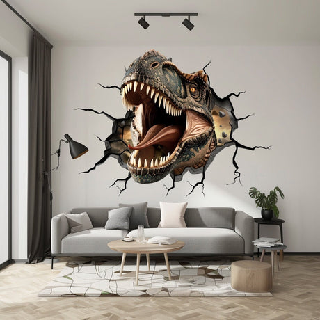 3D Roaring Carnotaurus Dinosaur Wall Decal Sticker - Realistic Kids Room Decor