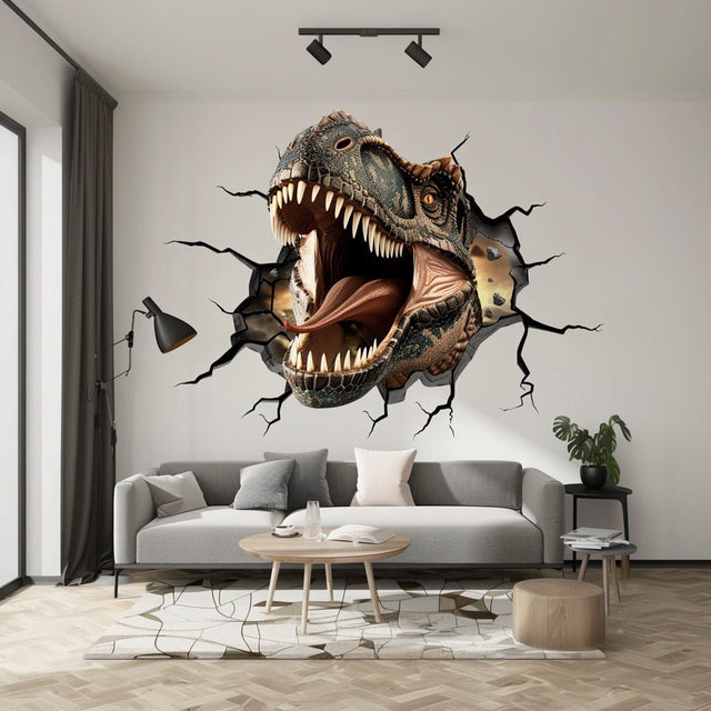 3D Roaring Carnotaurus Dinosaur Wall Decal Sticker - Realistic Kids Room Decor