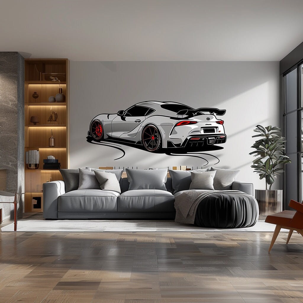 Realistic Racing Car Wall Sticker Decals - Sports Car Auto Decor Garage Mural