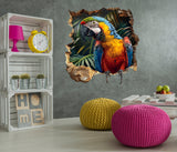 Vibrant 3D Macaw Parrot Wall Decal - Realistic Tropical Bird Sticker