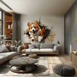 3D Corgi Dog Wall Decal - Playful Pet Sticker