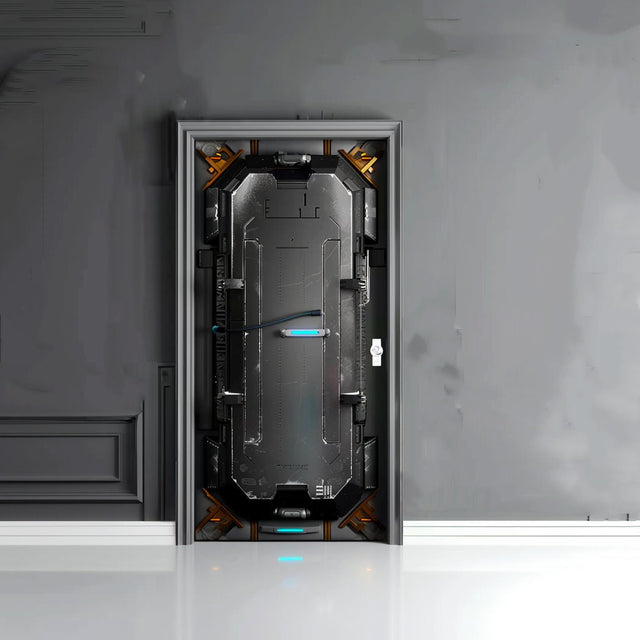 3d Spaceship Door Cover Sticker - Door Mural Wrap Decal