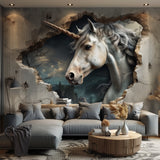 Mystical 3D Unicorn Wall Decal Sticker - Enchanted Forest Fantasy Decor for Living Room, Creative Space