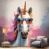 Photorealistic Graffiti Unicorn Wall Sticker - Colorful Unicorn with Sunglasses Decal