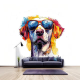 Vibrant Labrador Retriever Wall Sticker | Colorful Dog Decal with Sunglasses | Fun Animal Wall Art | Playful Pet Decor | Bold Wall Decal