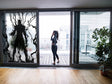 Frosted Vampire Silhouette Decal - Printed Human Monster Etched Glass Sticker for Windows Doors