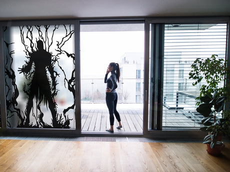 Frosted Vampire Silhouette Decal - Printed Human Monster Etched Glass Sticker for Windows Doors