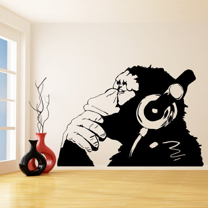 Banksy Monkey Wall Sticker - DJ Chimp Vinyl Decal – Decords