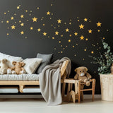 Gold Stars Wall Decals | Sparkles Star Stickers for Bedroom, Nursery, Living Room | Removable Night Sky Wall Art | Modern Celestial Decor