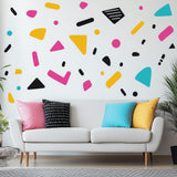 Memphis Pattern Wall Decal | Colorful Geometric Shape Stickers | Removable Modern Art Wall Decor for Living Room, Office, or Kids Room