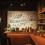 Black Kitchen Illustration Wall Sticker - Transparent Vinyl Wallpaper | Eco-Friendly Cooking-Themed Wall Art for Home or Restaurant