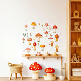 Mushroom Wall Decals | Removable Reusable Forest Wall Stickers for Nursery or Kids Room | Cute Nursery Decor | Nature-Themed Wall Art