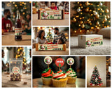 Christmas Sticker Set | Personalized Holiday Bottle, Chocolate & Gift Box Labels | Christmas Tree Wall Decal | Festive Family Party Decor *!