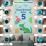 Dinosaur Birthday Wall Sticker | Customizable Birthday Decor | Personalized Dino Wall Decal | Party Decoration Kids Room Mural Removable *!