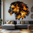 Abstract Lion Wall Decal | Fiery 3D Lion Mural Art | Bold Safari Animal Wall Sticker Decor for Living Room, Office, Statement Wall Art