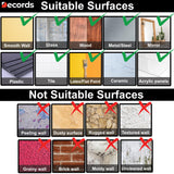 Infographic showing suitable and unsuitable surfaces for decals with checkmarks and crosses for different surfaces.