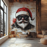 Biker Santa Wall Mural | Adventurous Christmas Decor | Santa on Motorcycle Wall Art | Unique Holiday Wall Sticker | Festive Statement Piece