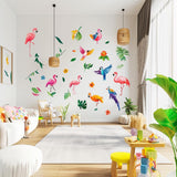 Tropical Bird Wall Decals | Flamingo and Parrot Nursery Decor | Colorful Jungle-Themed Stickers | Removable Wall Art for Kids’ Rooms