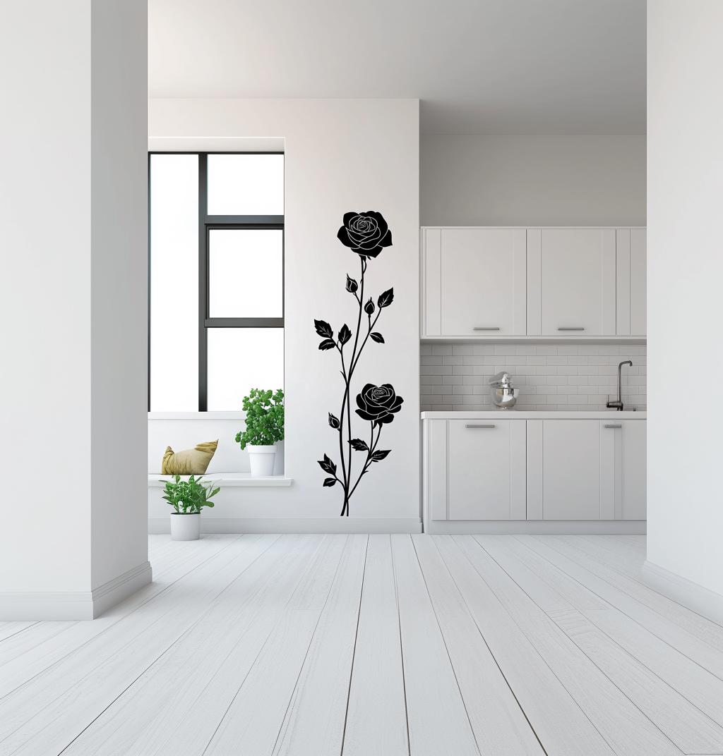 Vertical Rose Wall Decal | Floral Vinyl Art | Decords