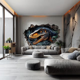 3D Dinosaur Wall Mural | Fierce Raptor Cracked Wall Decal | Jurassic Wall Art Living Room | Kids Room Decor | Dinosaur Themed Wall Sticker