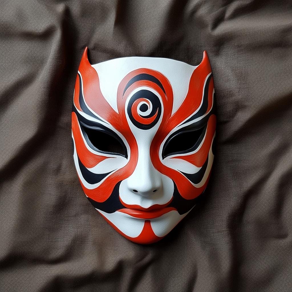 Ninja Cosplay Japanese Fox Warrior Mask | 3D Printed Samurai Anime Inspired Mask | Demon Warrior Halloween Cosplay Mask | Shinobi Mask