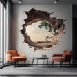 3D Cracked Wall Decal | Realistic Nature View Wall Sticker | Optical Illusion Vinyl Mural | Large Peel Stick Landscape Decor Modern Wall Art