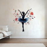 Ballerina Wall Decal | Elegant Ballet Dancer Vinyl Sticker | Floral Dance Mural | Girls Bedroom Wall Art | Ballet Studio Decor