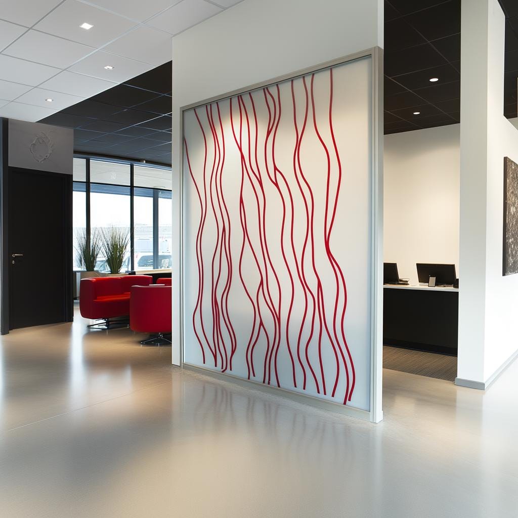 Wavy Line Frosted Glass Sticker | Printed Privacy Window Film | Etched Vinyl Decal for Office & Home | Custom Glass Cover | Privacy Film