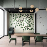 Green Leaf Wall Decal | Large Botanical Vine Mural | Nature-Inspired Vinyl Sticker | Modern Living Room & Office Decor