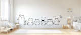 Cute Cat Wall Decal Set | Cartoon Animal Sticker Art for Kids Room | Cat Wall Stickers | Nursery Playroom Decor | Renter Friendly Decals