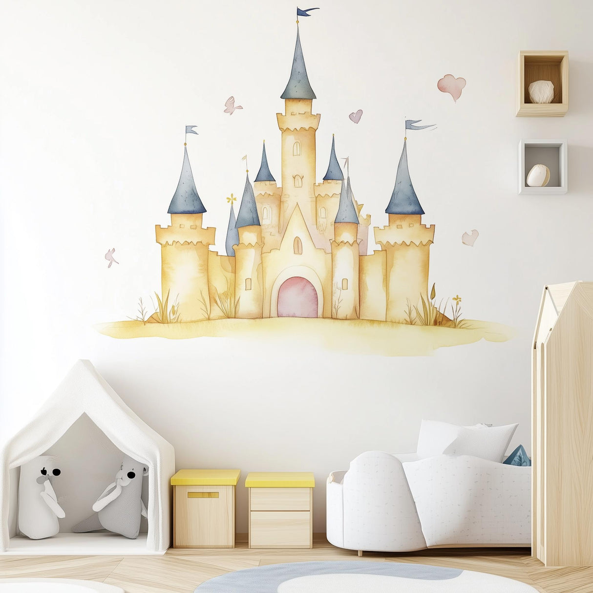 Fairy Tale Castle Wall Sticker | Princess Castle Wall Decal Art | Removable Kids Room Wall Sticker Nursery or Playroom | Dreamy Castle Decor