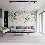 Leaf Wall Decal | Watercolor Greenery Wall Sticker Art | Removable Botanical Wall Stickers Living Room or Bedroom | Nature Inspired Decor