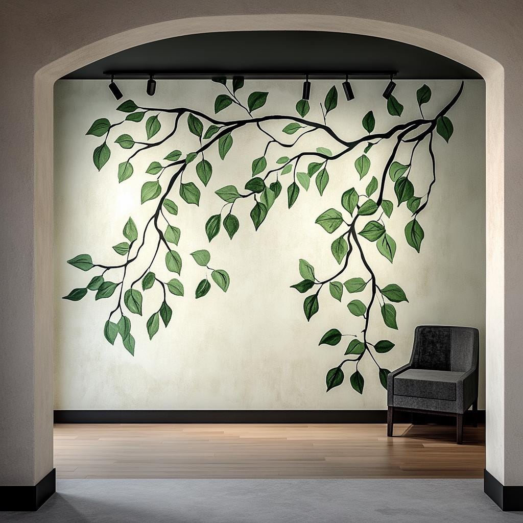 Branch and Leaves Wall Decal | Elegant Botanical Wall Sticker Art | Removable Tree Branch Wall Sticker for Living Room or Bedroom