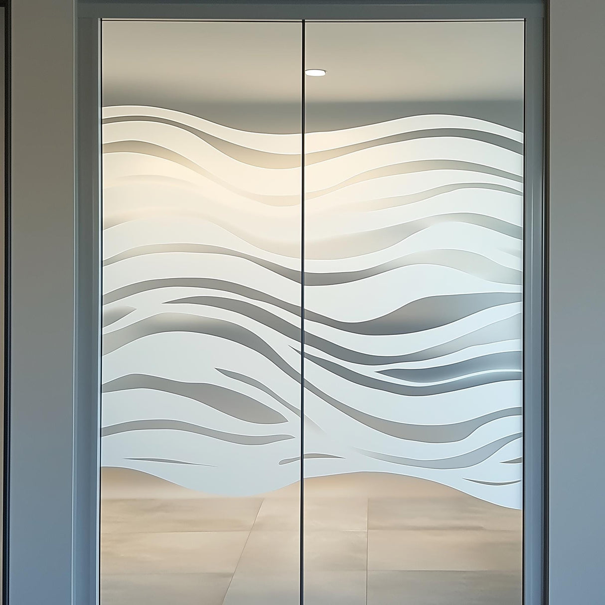 Frosted Glass Decal with Wave Design | Privacy Window Film | Etched Glass Doors Sticker | Bathroom Office Sliding Doors | Custom Glass Cover