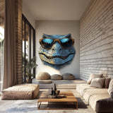 Cool Dinosaur Wall Decal with Sunglasses | 3D Raptor Art for Kids & Adults | Jurassic Room Decor | Fun Vinyl Sticker for Living Room Bedroom