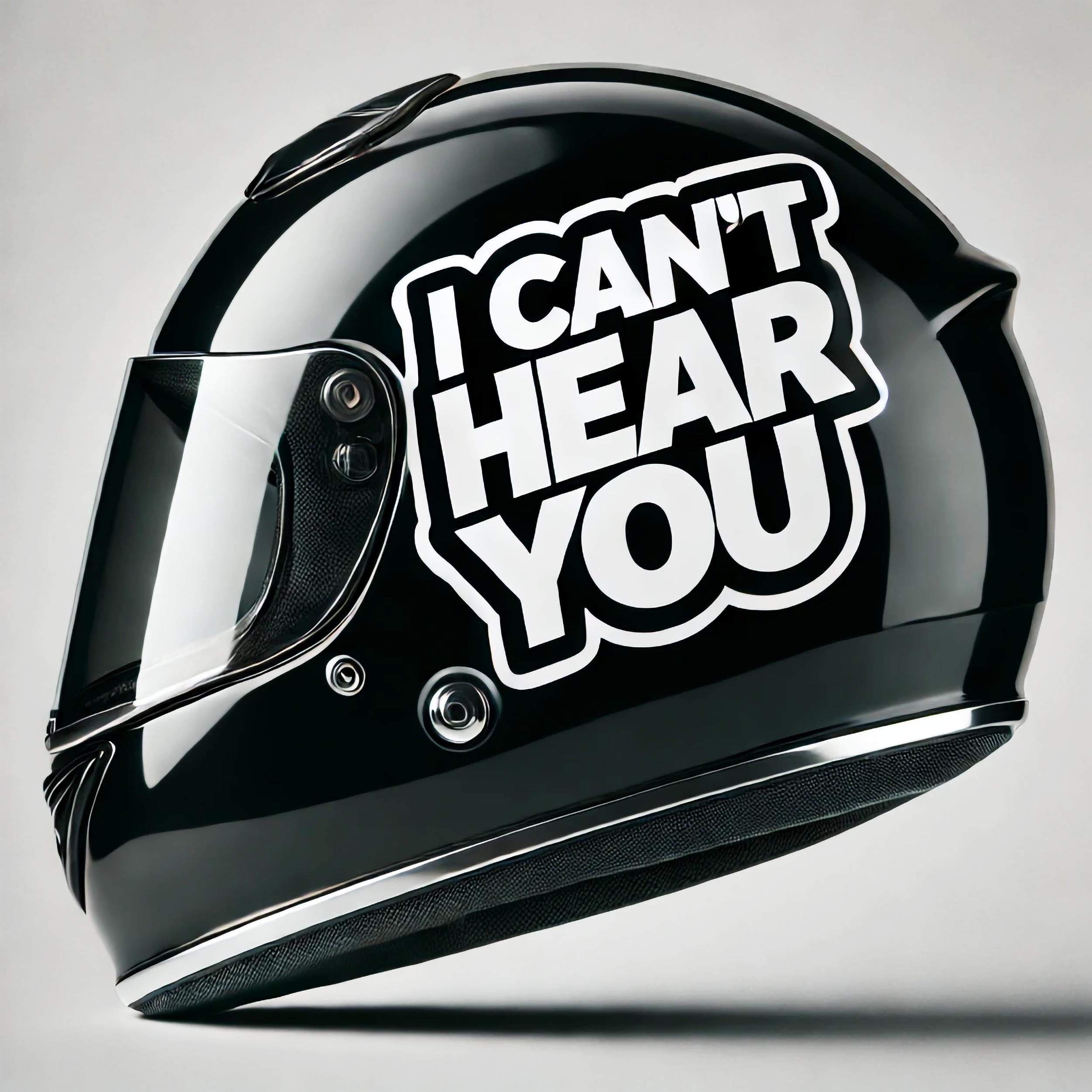 Funny Motorcycle Helmet Decal - I Can't Hear You Sticker – Decords