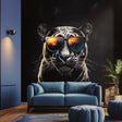 Black Panther Wall Decal | Cool Big Cat Mural with Sunglasses | Urban Jungle Vinyl Sticker | Modern Living Room Office Decor | Peel & Stick