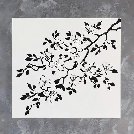Cherry Blossom Stencil | Floral Branch Stencil | Reusable DIY Craft Stencil | Painting Stencil for Walls Wood | Nature Stencil Tree Stencil