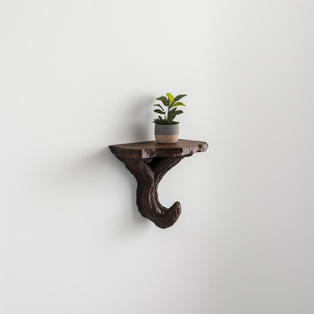 Branch Wall Shelf | Tree-Inspired Floating Plants Shelf | Black 3D Printed Decor