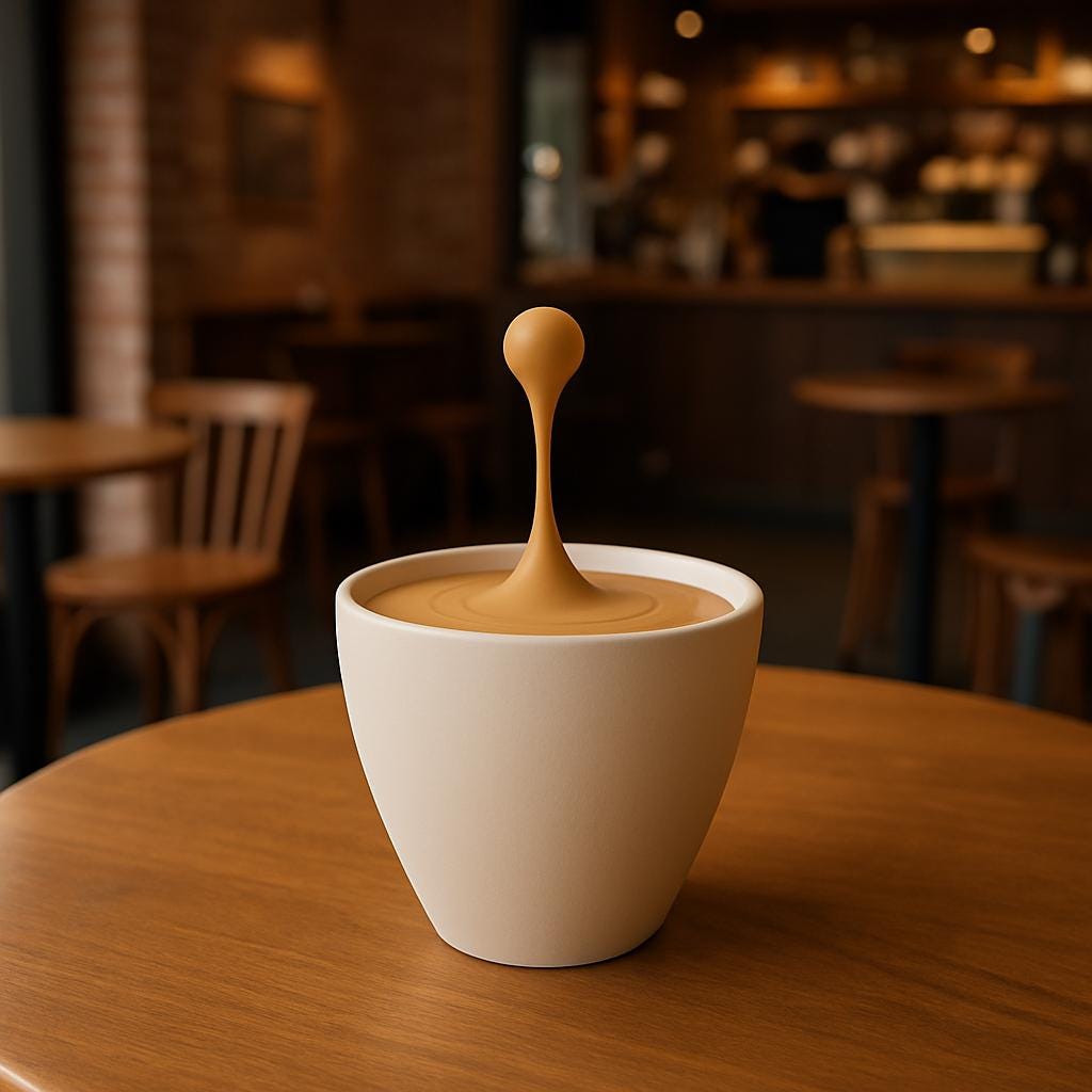 Floating Coffee Drop Sculpture | 3D Printed Espresso Macchiato Art | Unique Coffee Lover Gift | Barista Desk Decor | Modern Cafe Decor