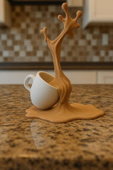 Spilled Coffee Cup Sculpture | 3D Printed Espresso Macchiato Splash Art | Coffee Lover Gift | Kitchen & Café Decor | Unique Barista Gift