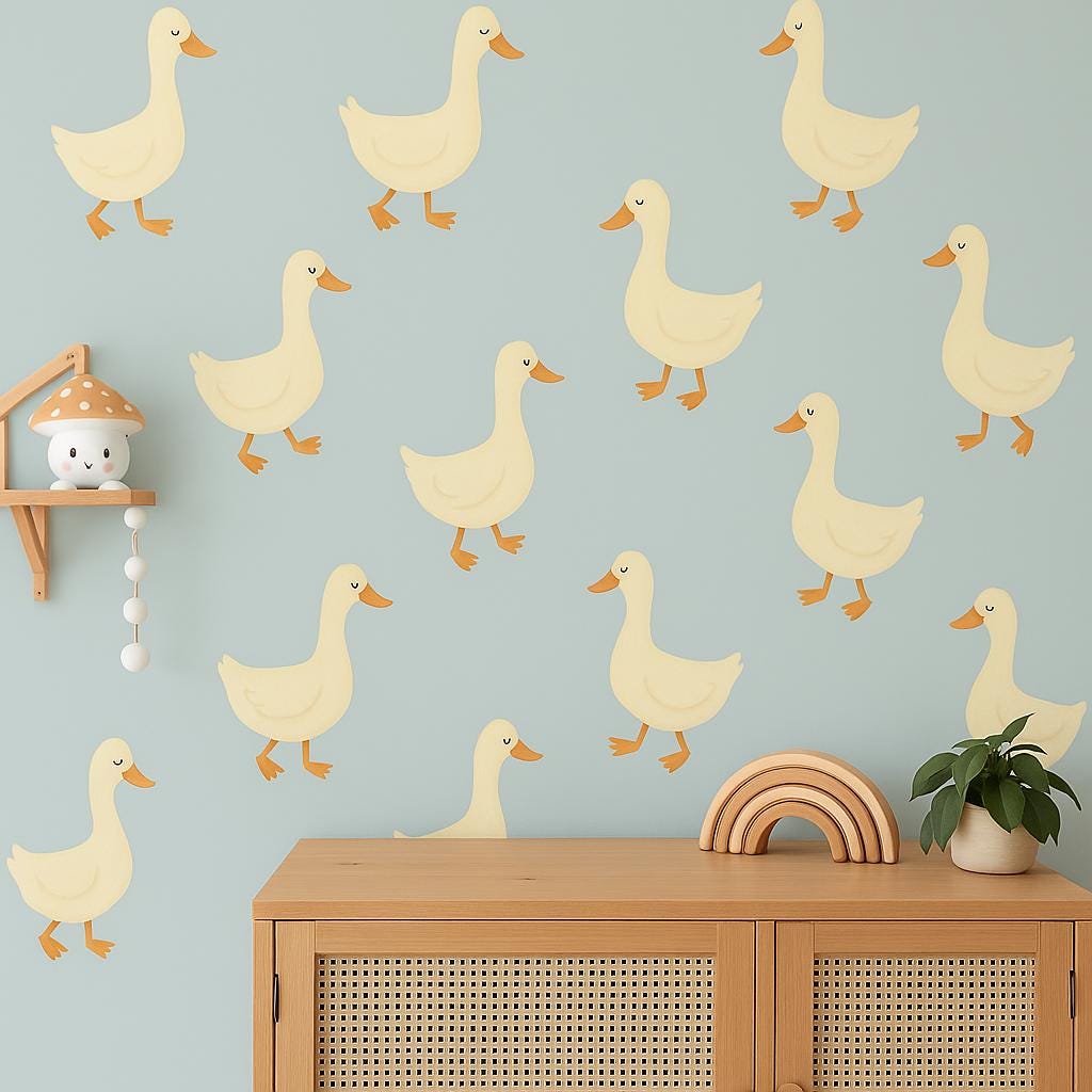 Goose Wall Decals | Removable Nursery Stickers | Storybook Baby Room Decor | Boho Goose Wall Art | Reusable Farm Animal Decals for Kids