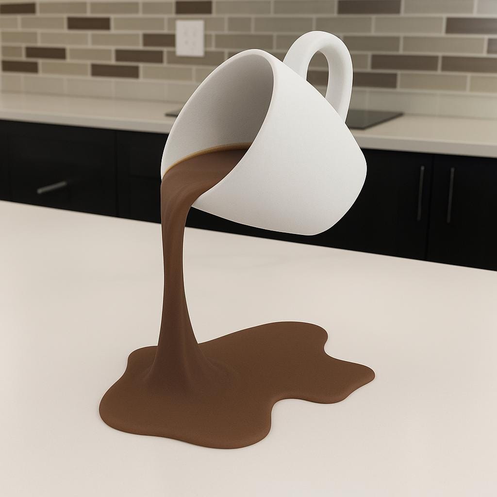 Floating Spilling Coffee Cup
