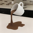 Floating Spilling Coffee Cup | 3D Printed Coffee Sculpture Optical Illusion Decor | Coffee Lover Gift Kitchen Table Centerpiece Barista Art