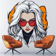 Illustrated white-haired character wall decal shown in an alternate clean product view without promotional text.