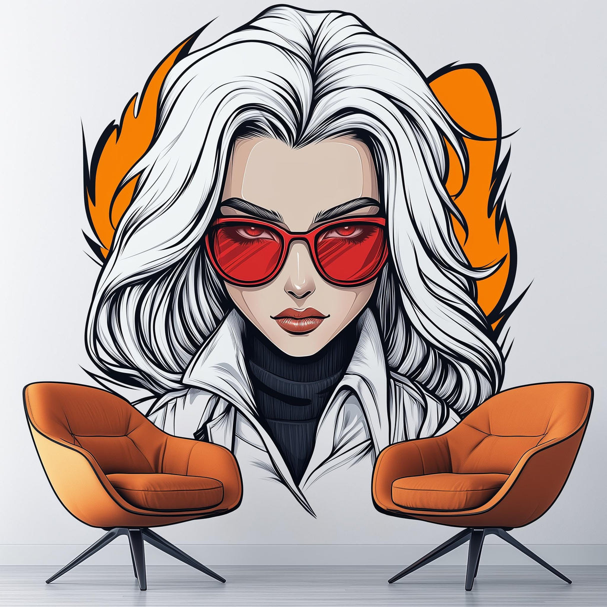 Anime Girl Wall Decal | Cool Female Character Sticker | Comic Style Wall Art | Modern Manga Mural | Removable Vinyl Sticker Room or Office